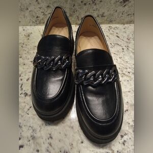 Limelight Kendall Chunky Platform Loafers Chain Black Faux Leather Women's 9